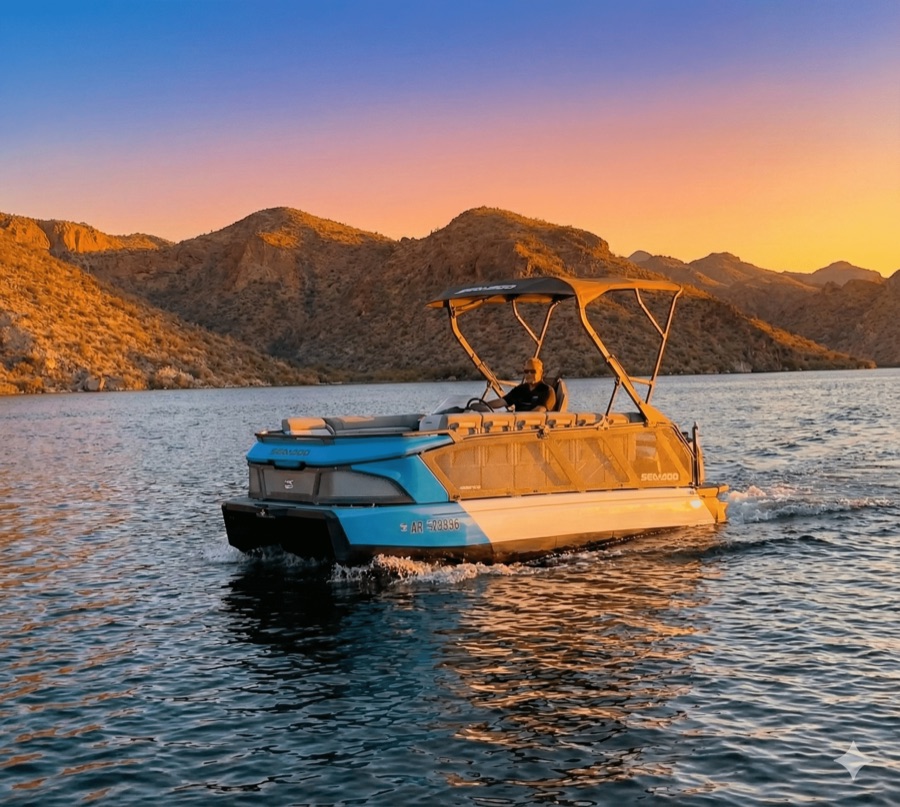 Wave and Ridge Sea-Doo Switch pontoon on Canyon Lake, Arizona